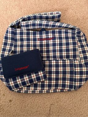 Longaberger Navy, Cream & Red Plaid Shoulder Bag